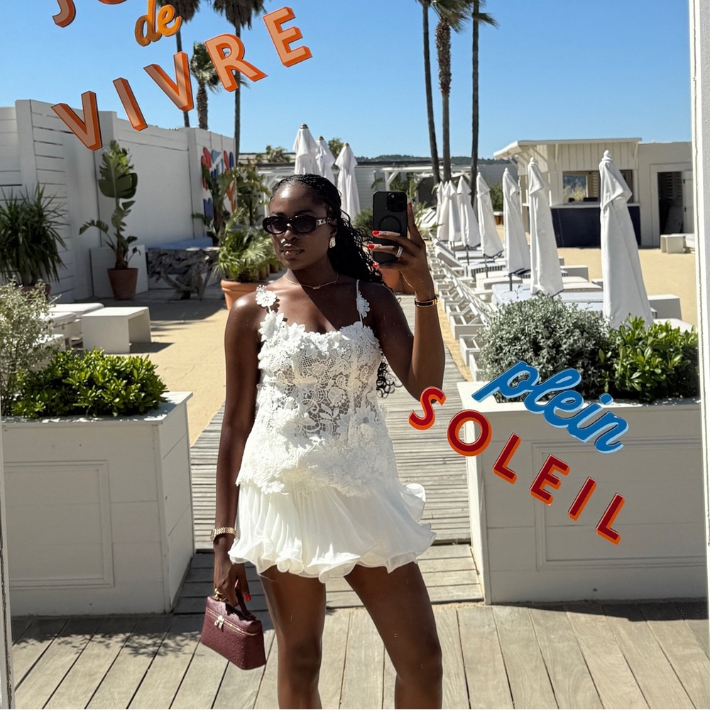 White Ruffled Mini Dress